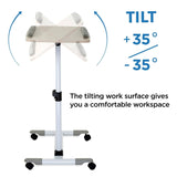 White Mobile Standing Desk - Height Adjustable Rolling Laptop Cart - Mount-It! - MI-7946