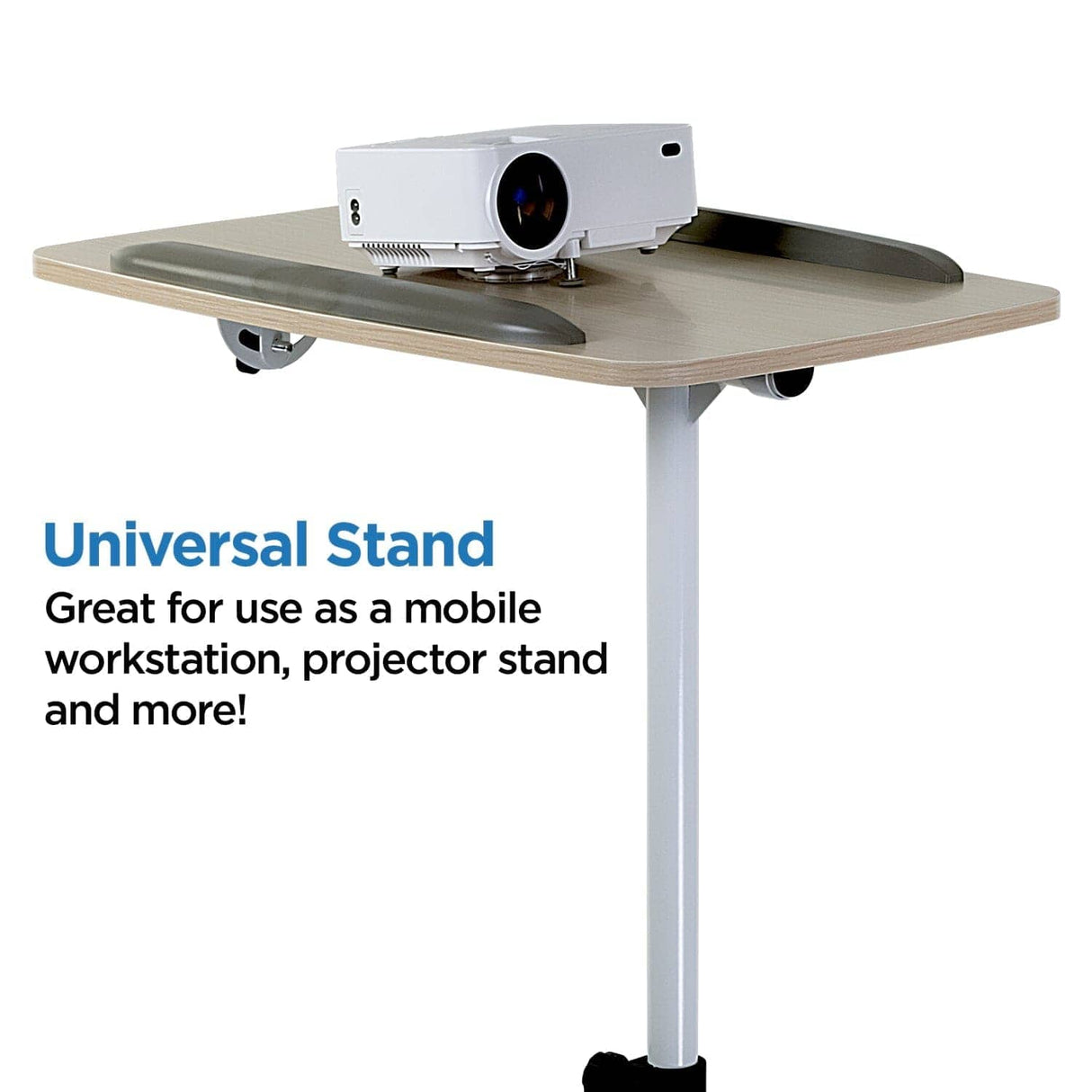 White Mobile Standing Desk - Height Adjustable Rolling Laptop Cart - Mount-It! - MI-7946