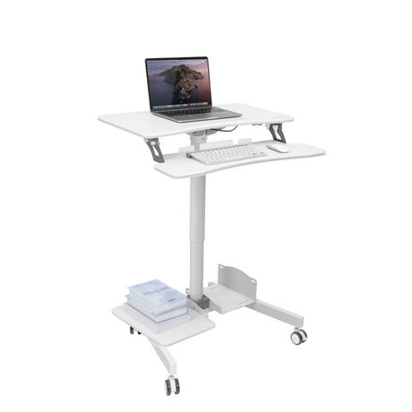 White Mobile Standing Desk - Mobile Sit-Stand Computer Workstation - Mount-It! - MI-7979W