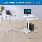 White Mobile Standing Desk - Mobile Sit-Stand Computer Workstation - Mount-It! - MI-7979W