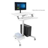 White Mobile Standing Desk - Mobile Sit-Stand Computer Workstation - Mount-It! - MI-7979W