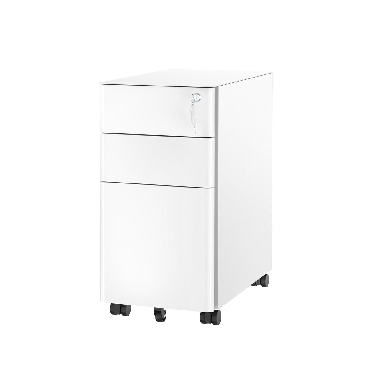 White File Cabinet - Slim Rolling File Cabinet with 3 Drawers - Mount-It! - MI-944W