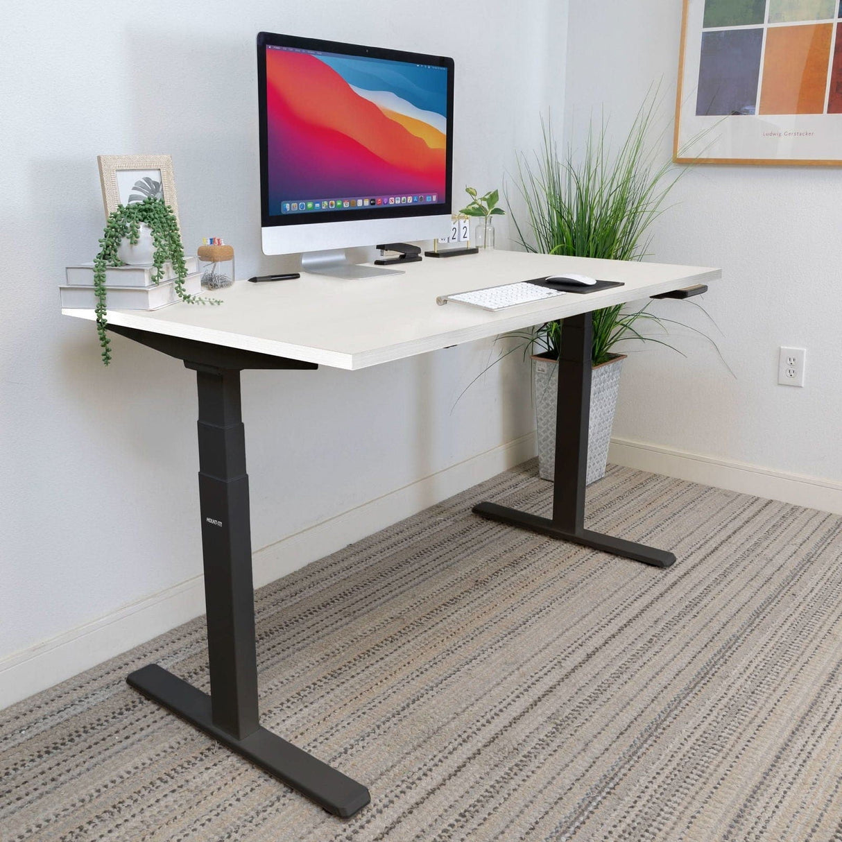 White Standing Desk - Ultimate Dual Motor Electric Standing Desk with 48" Tabletop - Black Base - Mount-It! - MI-18116