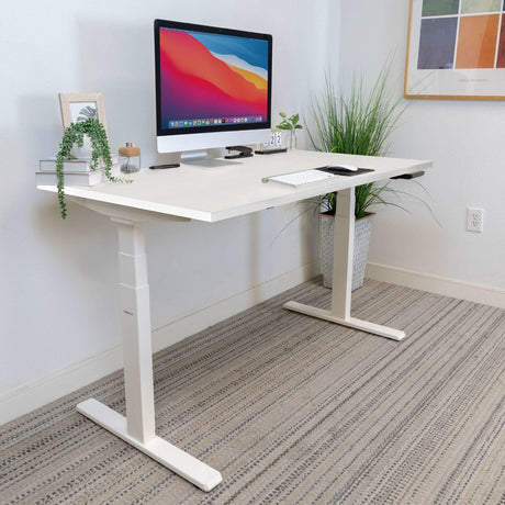 White Standing Desk - Ultimate Dual Motor Electric Standing Desk with 48" Tabletop - White Base - Mount-It! - MI-18066