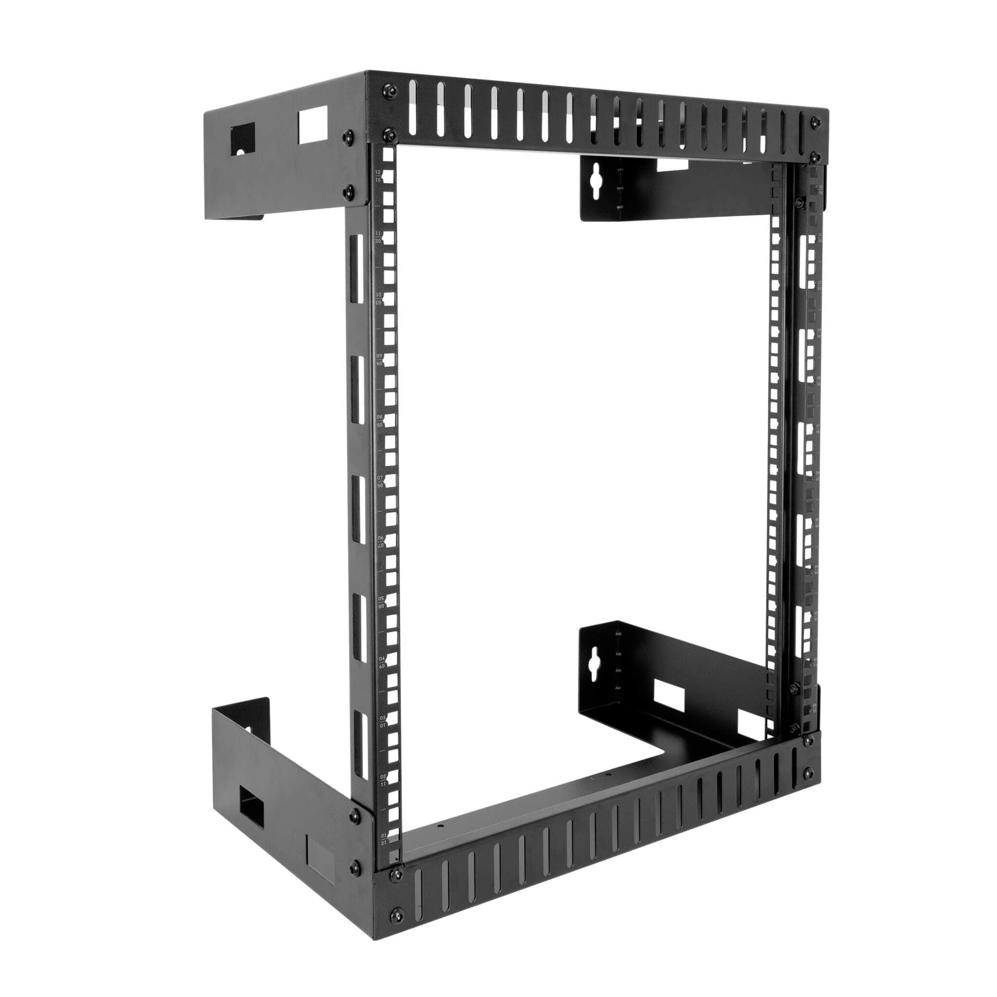 12U Black Steel Open Frame Wall Rack - Mount-It!