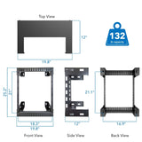 12U Black Steel Open Frame Wall Rack - Mount-It!