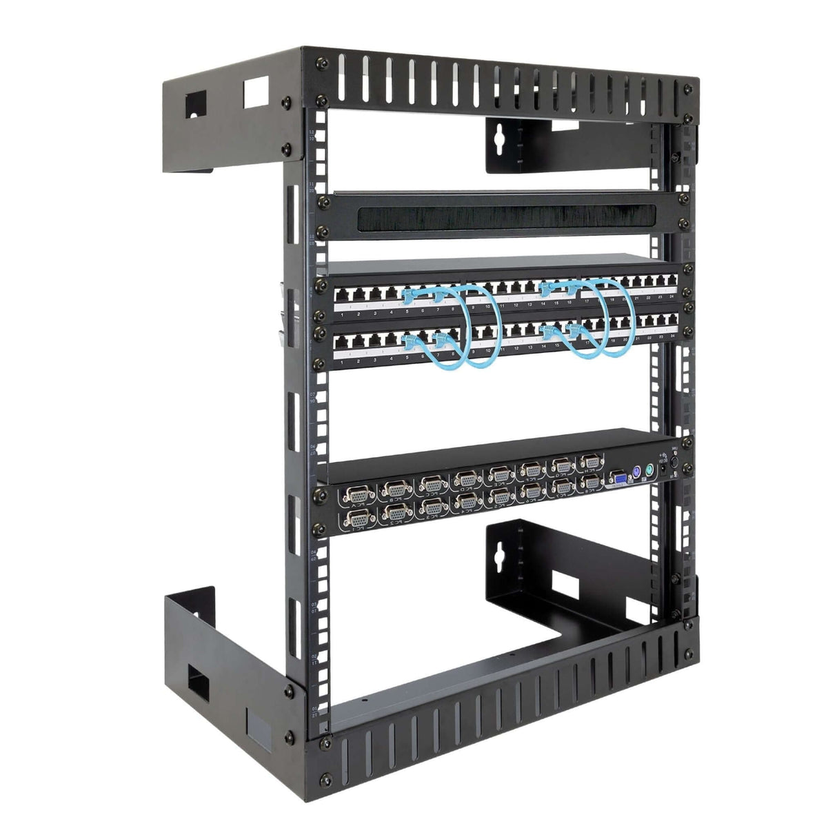 12U Black Steel Open Frame Wall Rack - Mount-It!