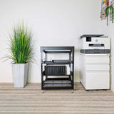 15U 17" Black Steel Open Frame Server Rack with Adjustable Feet and Two Shelves - Mount-It!