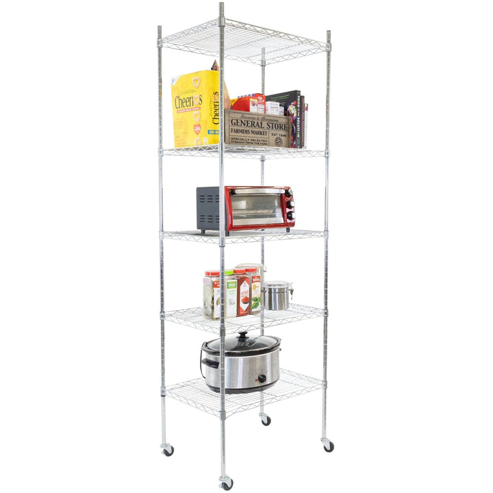 5 Tier Wire Shelving with Wheels - Mount-It!