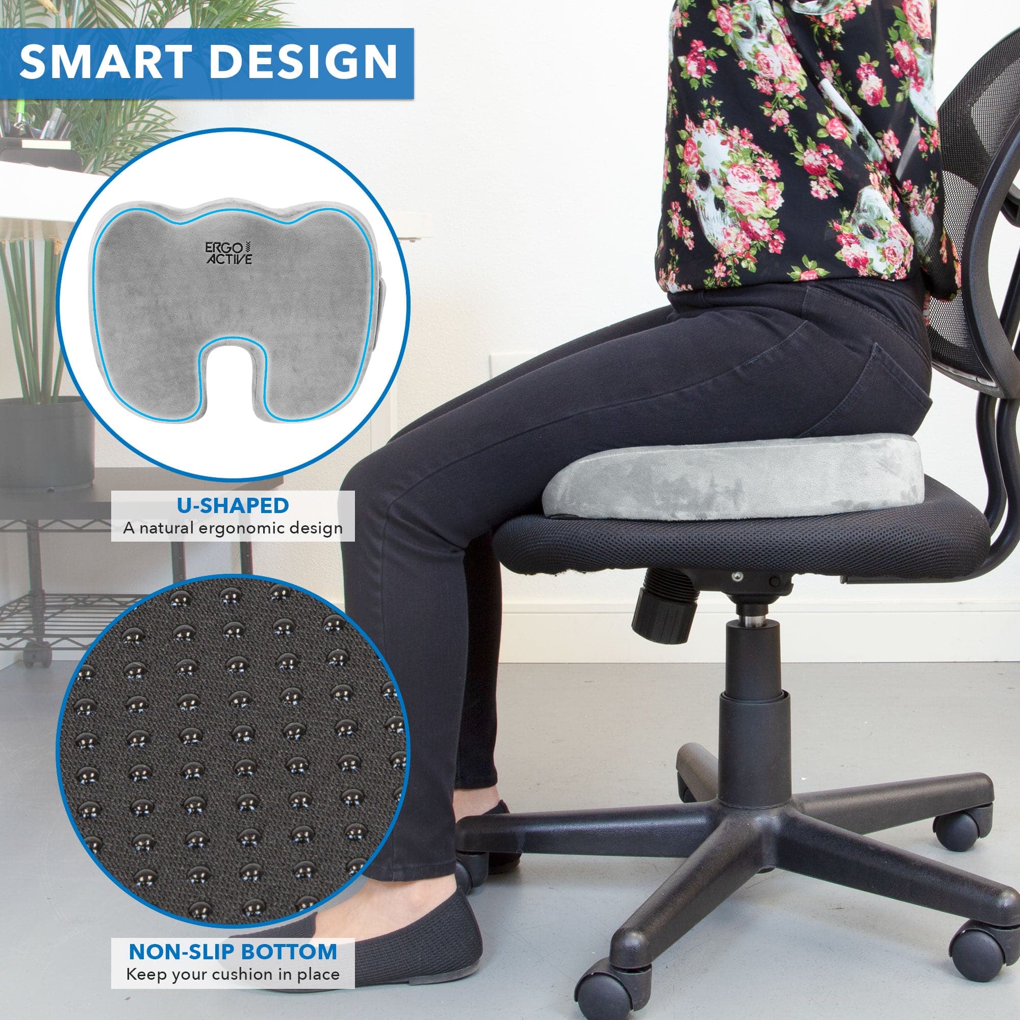 Divine Comfort Gel Enhanced Memory Foam Seat Cushion - Climate Control Gel Coccyx Cushion for Tailbone Pain Relief - Orthopedic Support Office Chair