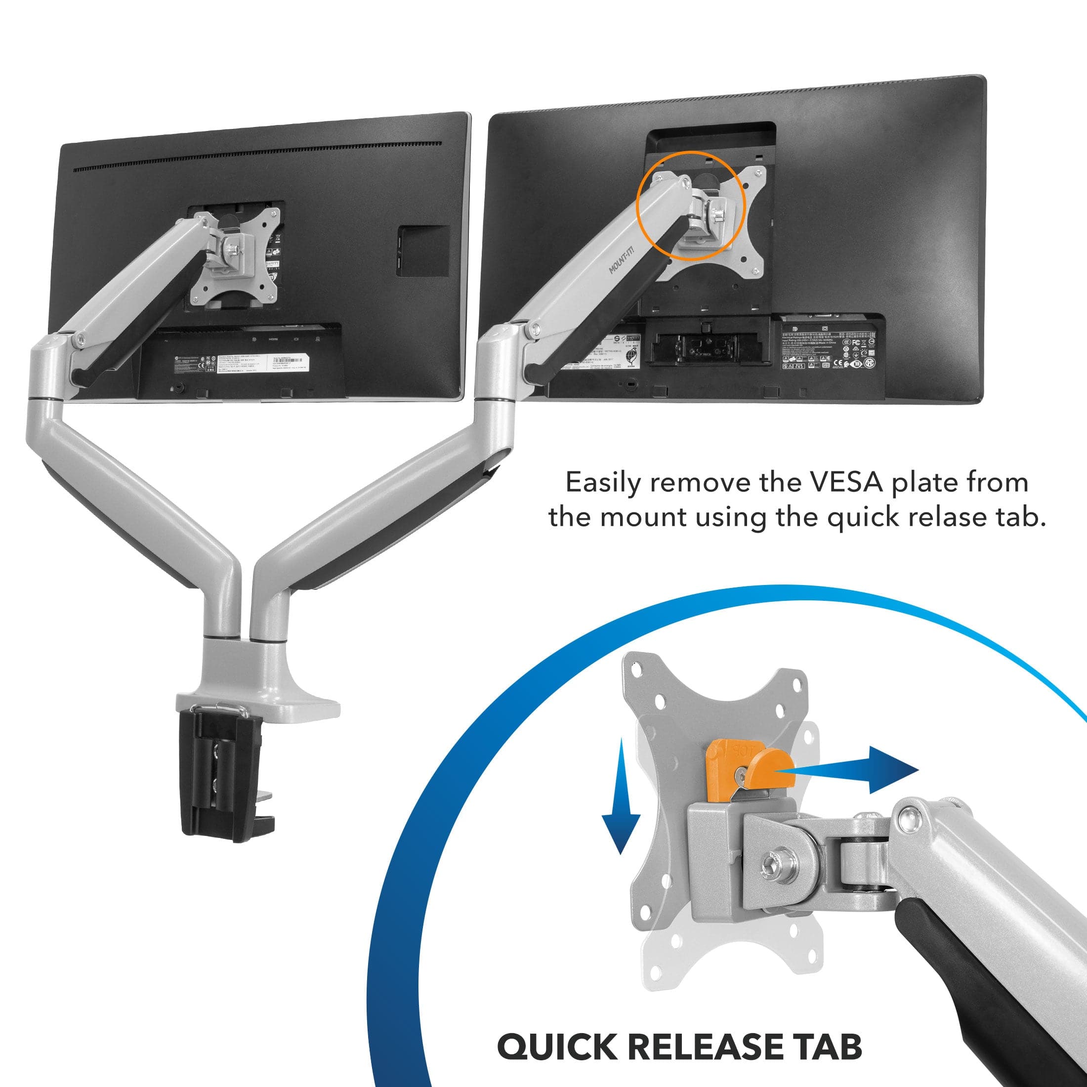 Dual Monitor Mount With Gas Spring Arms – Mount-It!
