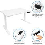 Electric Standing Desk with 48" Tabletop - White Base