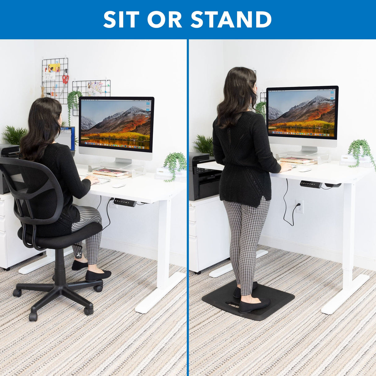 Electric Standing Desk with 48" Tabletop - White Base