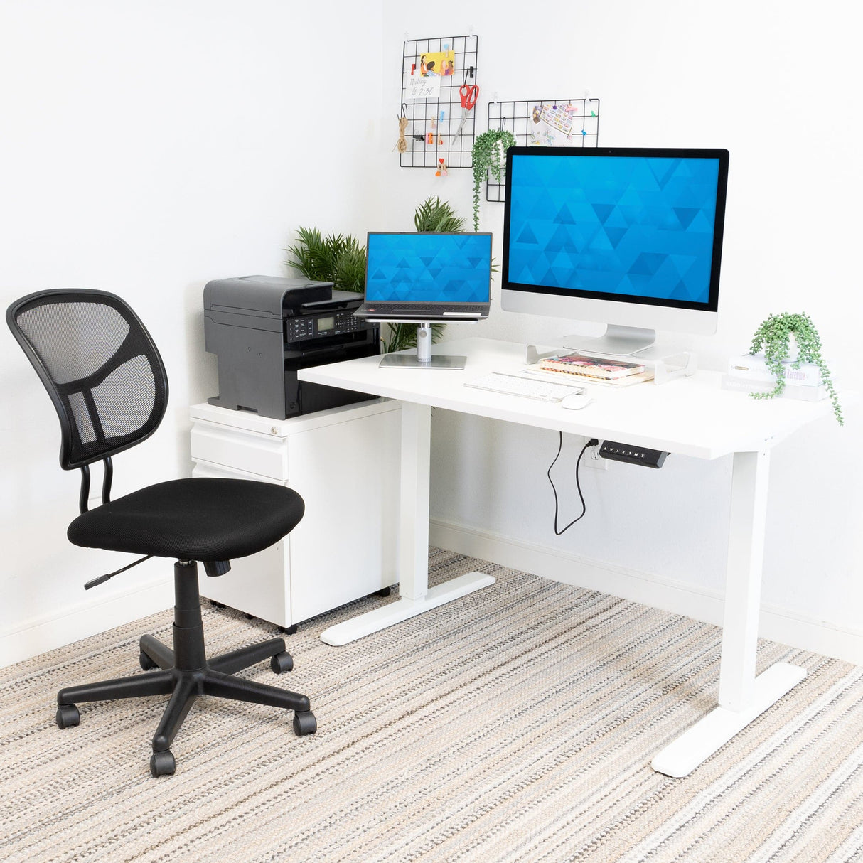 Electric Standing Desk with 48" Tabletop - White Base