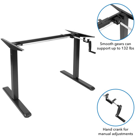 Hand Crank Standing Desk Frame with 48" Tabletop