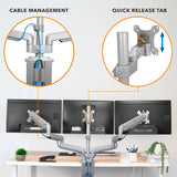 Triple Monitor Desk Mount w/ USB, USB-C & Audio Ports