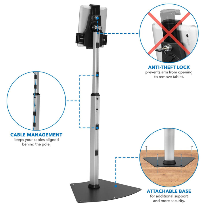 Secure Universal Tablet Floor Stand With Lock