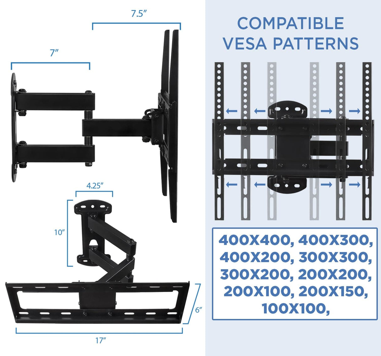 Full Motion Corner TV Wall Mount