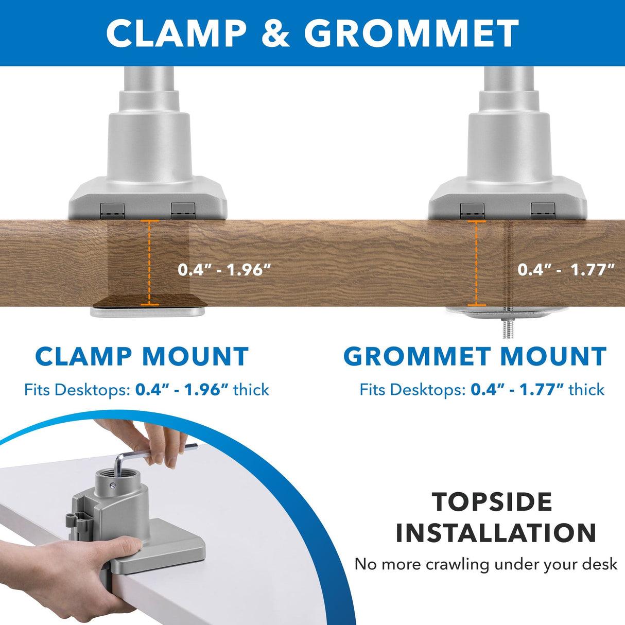 Full Motion Single Monitor Desk Mount, Height Adjustable with Gas Spring Arm