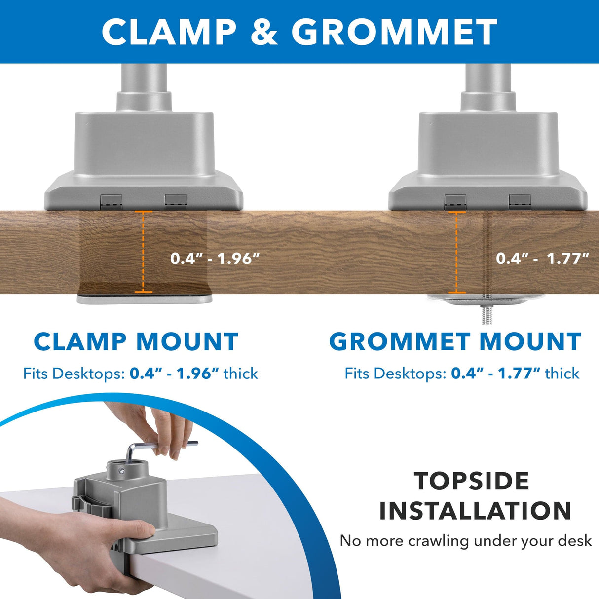 Full Motion Dual Monitor Desk Mount, Height Adjustable with Gas Spring Arms