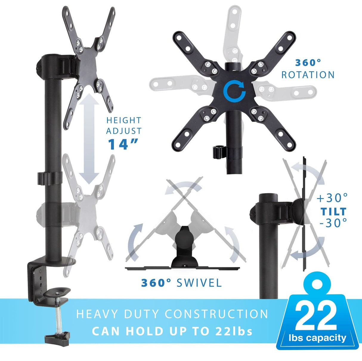 Ultra-Wide Single Monitor Desk Mount