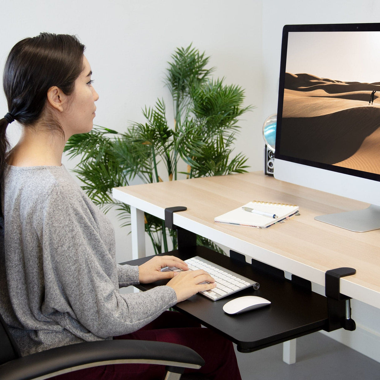 Clamp-On Adjustable Keyboard and Mouse Tray