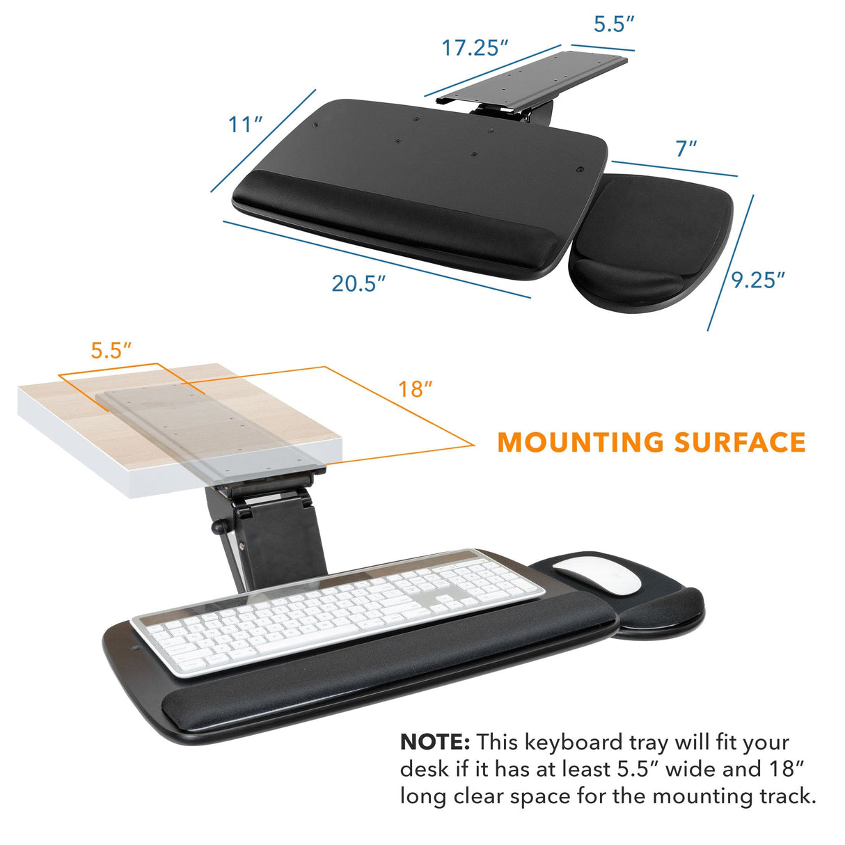 Under Desk Keyboard Platform With Wrist Support