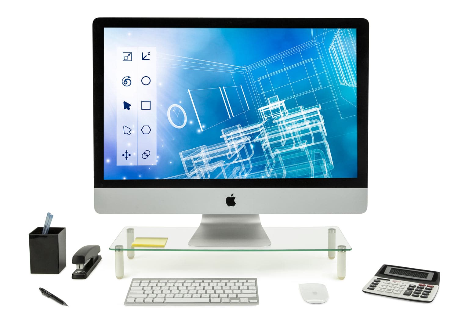 Ergonomic Glass Monitor & Laptop Desk Riser