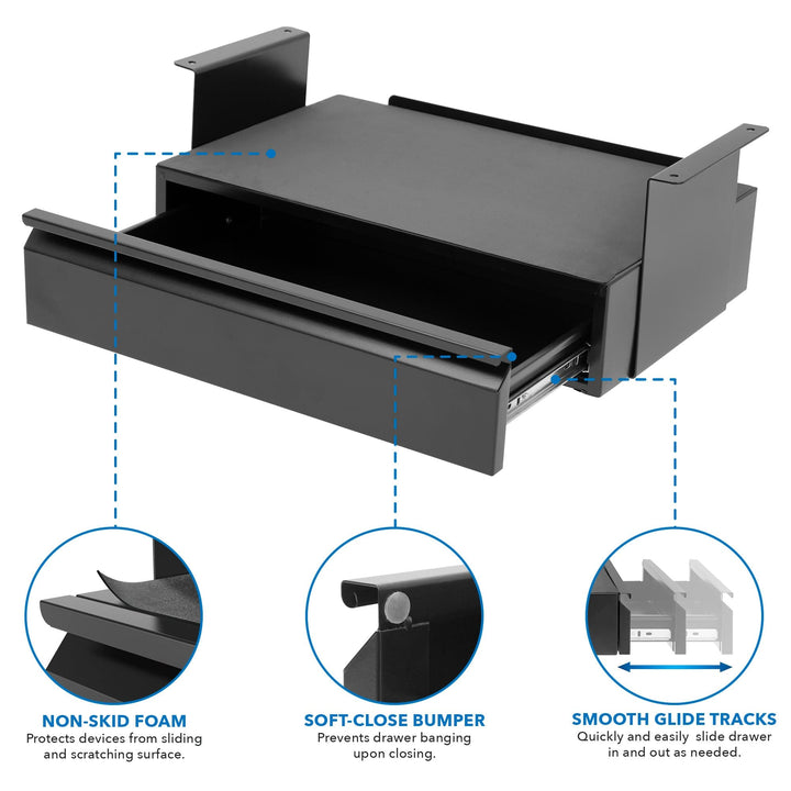 Under Desk Pull-Out Drawer Kit with Shelf – Mount-It!