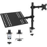 Full Motion Laptop and Monitor Desk Mount with Cooling Tray