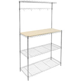 Kitchen Baker's Rack with Wood Table and Storage