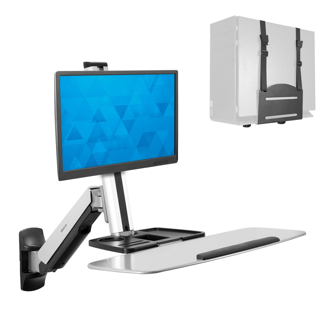 Wall Mounted Sit-Stand Single Monitor Workstation