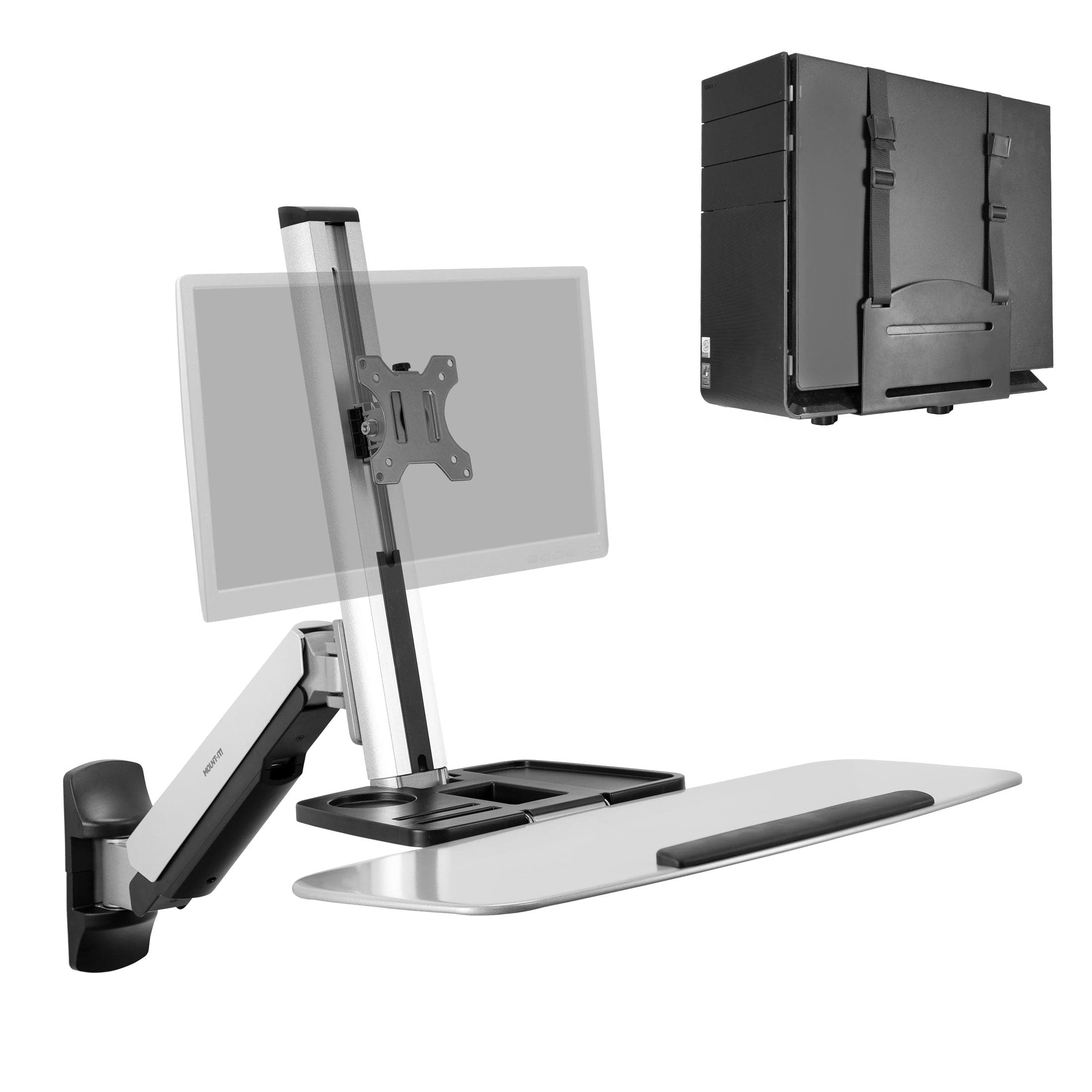 Wall Mounted Sit-Stand Single Monitor Workstation