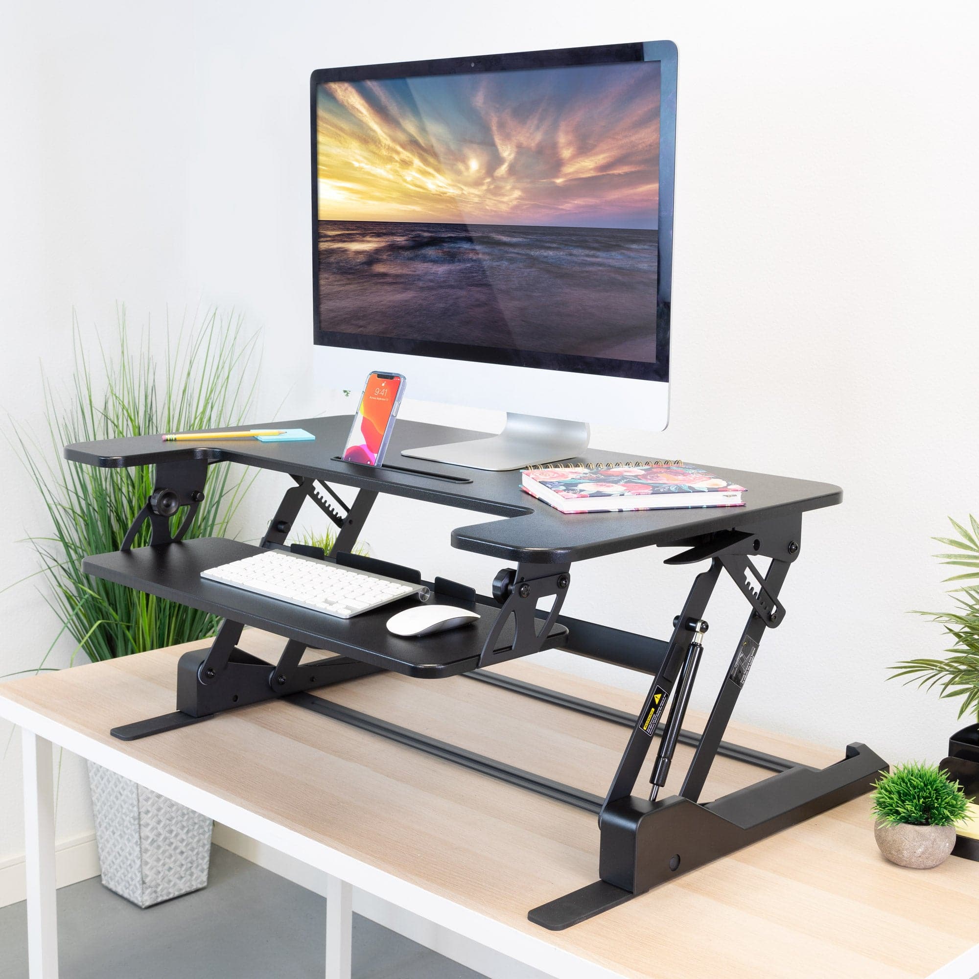 Wide Standing Desk Converter with Gas Spring