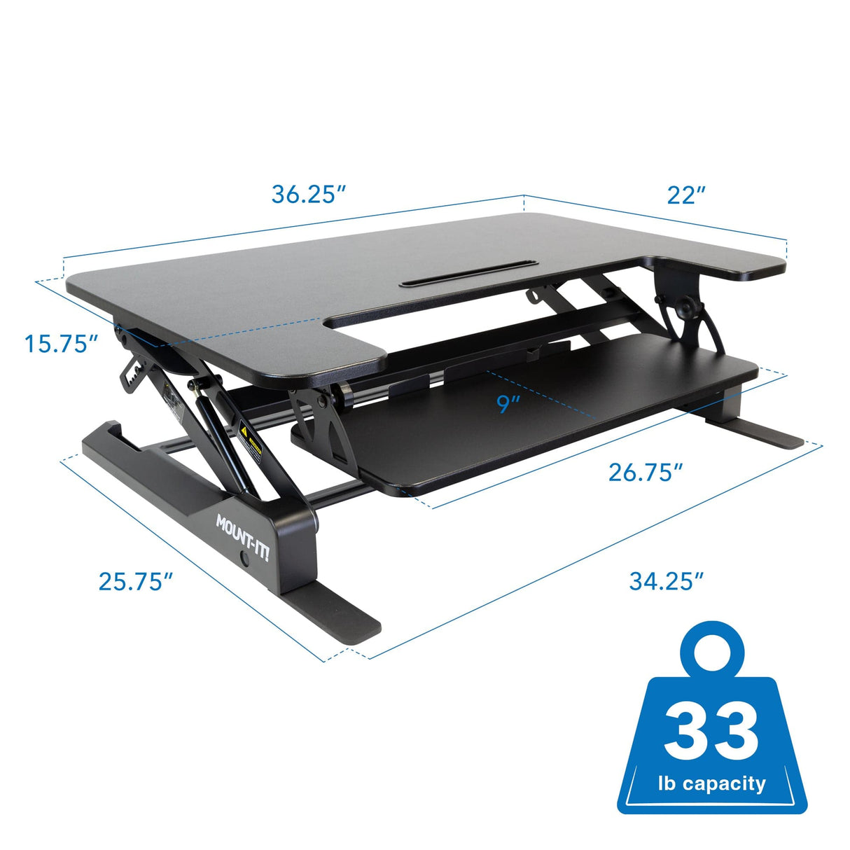 Wide Standing Desk Converter with Gas Spring