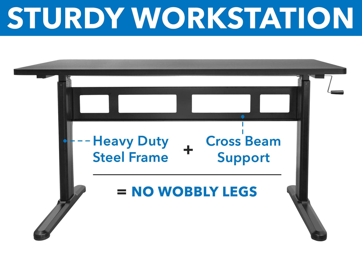 Hand Crank Standing Desk with 55" Tabletop