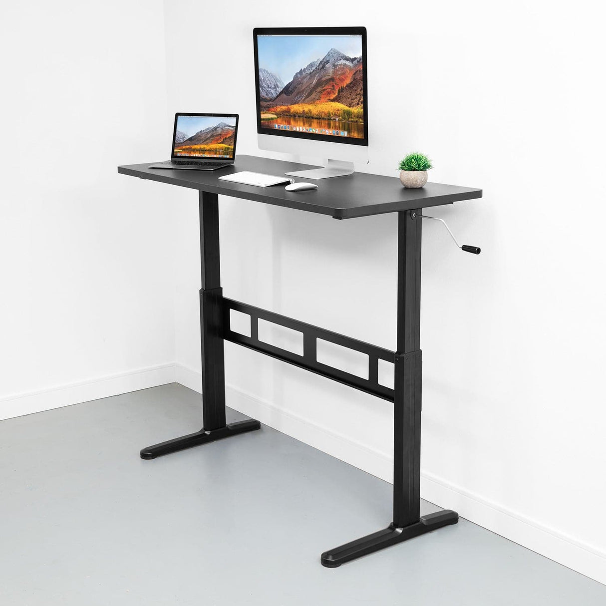 Hand Crank Standing Desk with 55" Tabletop