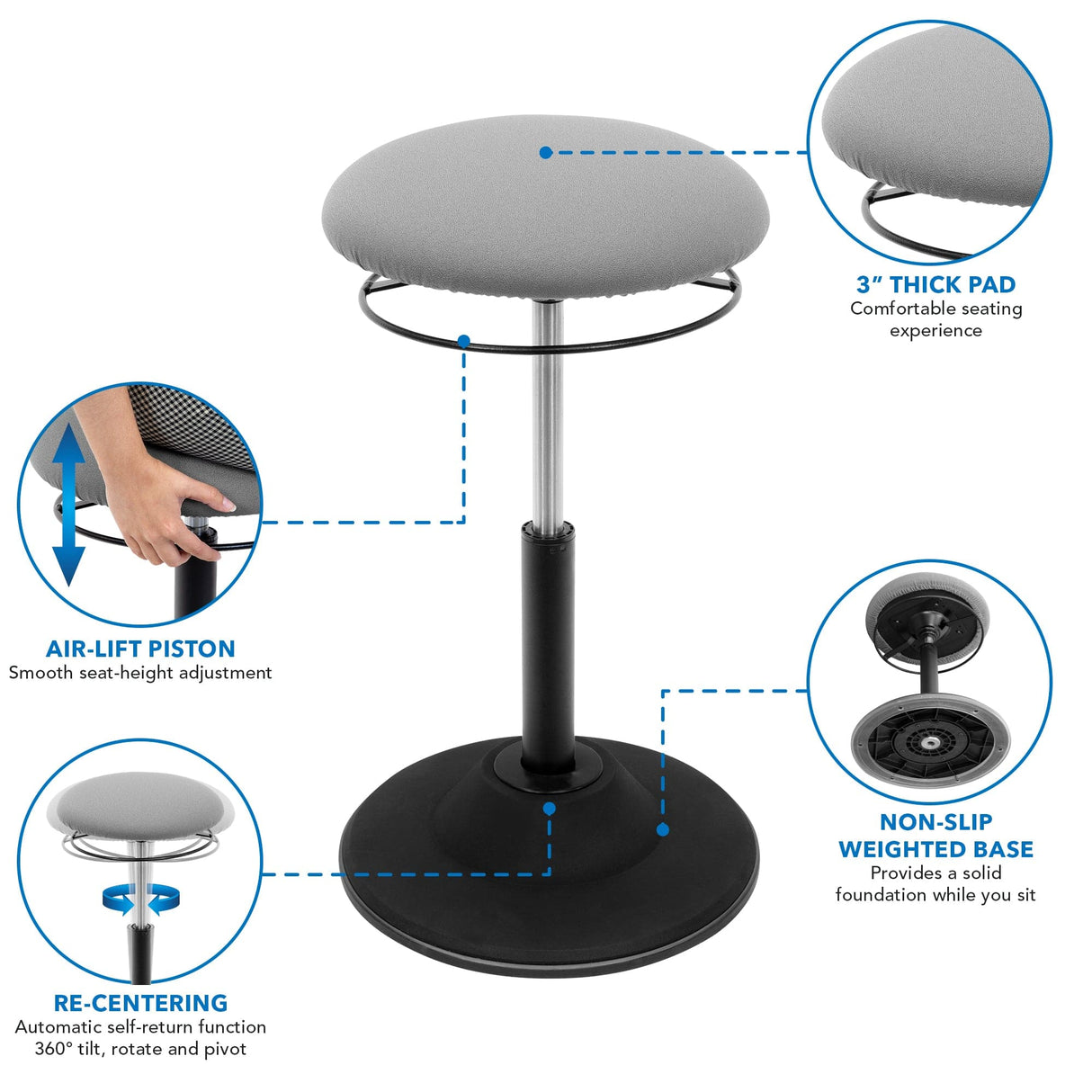 Height Adjustable Standing Desk Stool