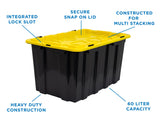 Heavy-Duty Plastic Storage Bins, Set of 3