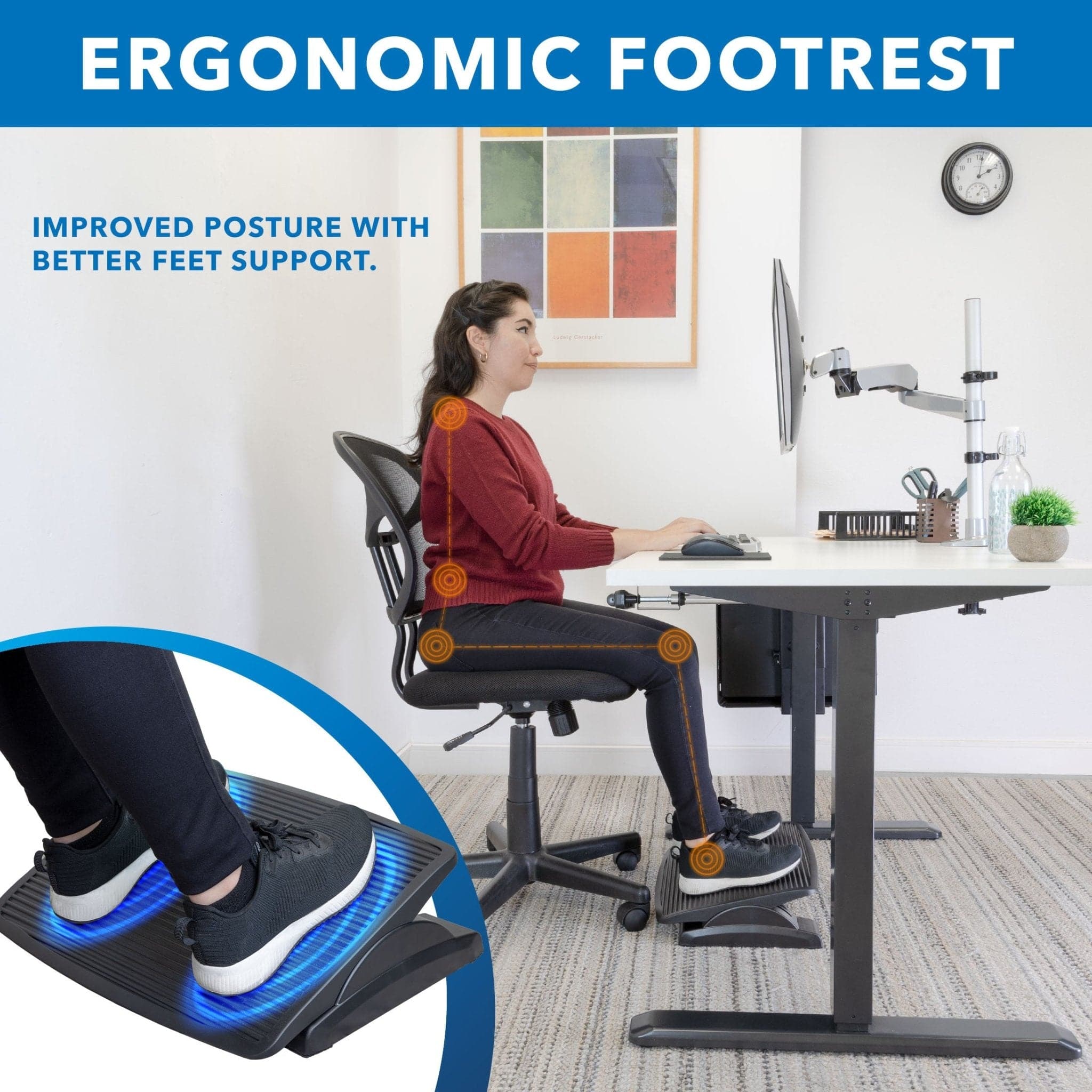Adjustable Ergonomic Foot Rest - Black - Mount-It!