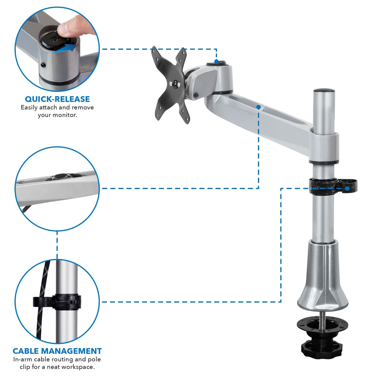 Adjustable Single Monitor Desk Mount - Mount-It!