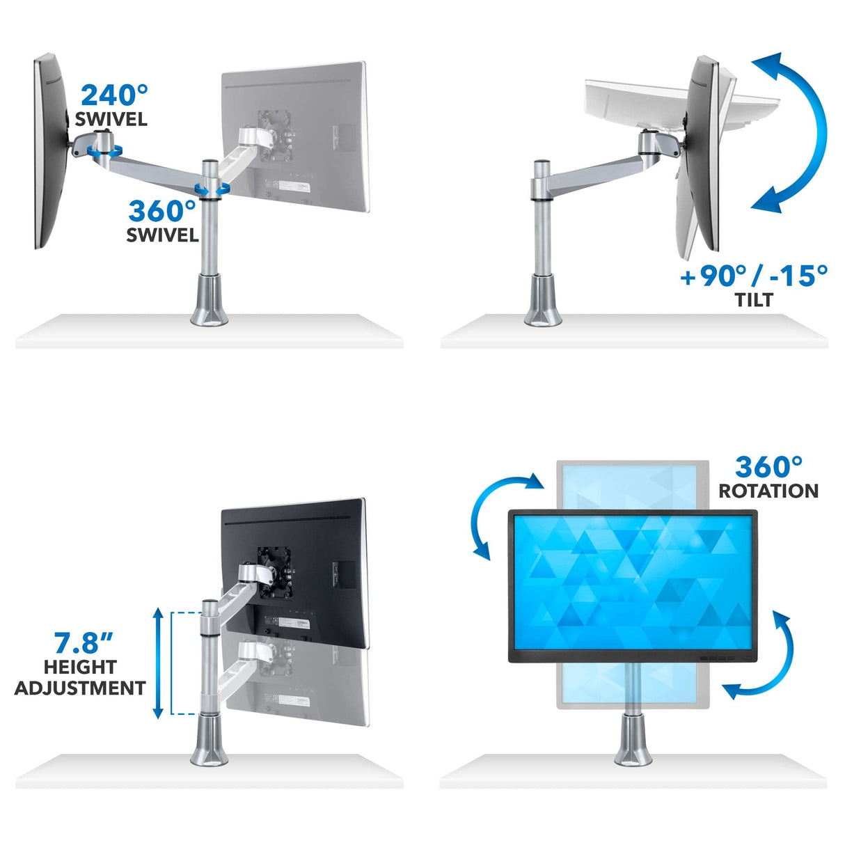 Adjustable Single Monitor Desk Mount - Mount-It!