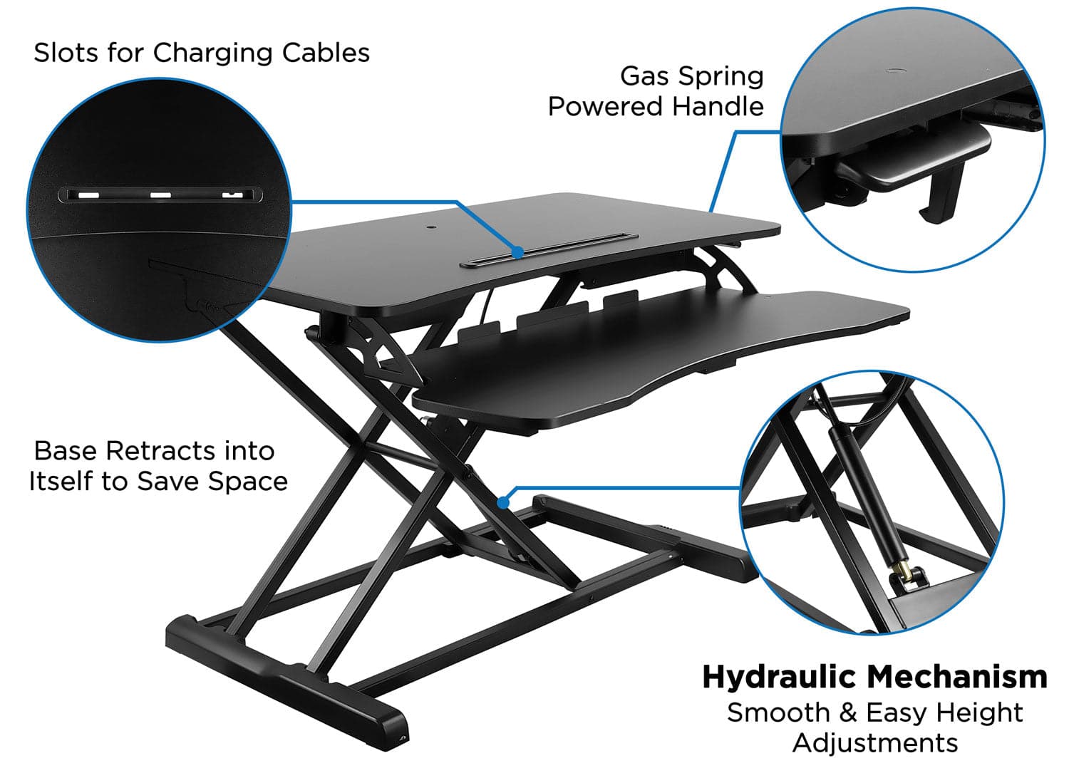 Adjustable Standing Desk Converter With Keyboard Tray - Mount-It!
