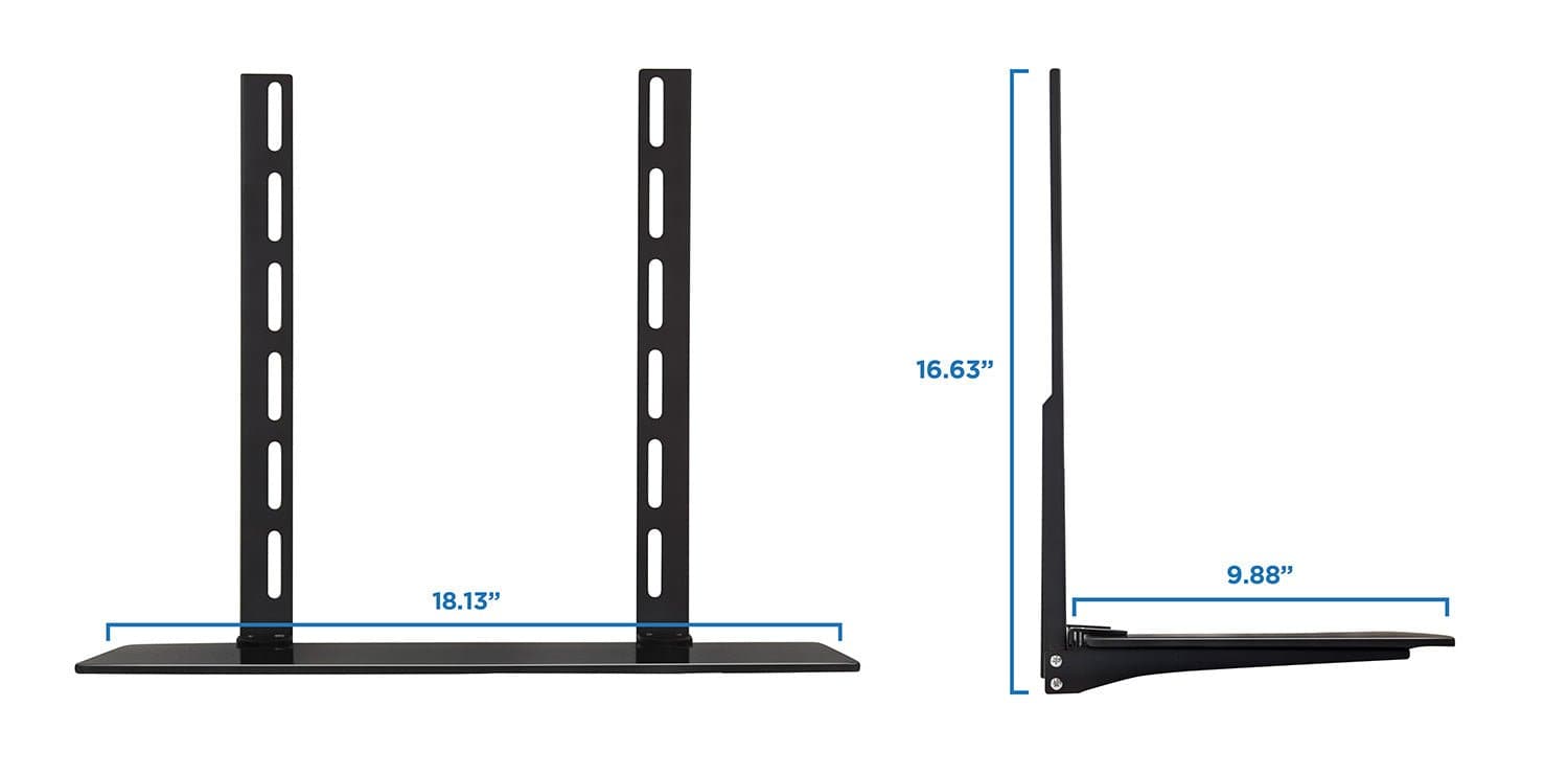 AV Component Shelf For Wall Mounted TV | 1 Tempered Glass Shelves - Mount-It!