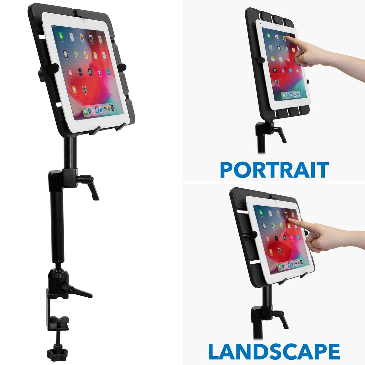 Black Tablet Mount - Universal Tablet Pole and Desk Mount - Mount-It! - MI-7510