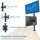 Black Monitor Mount - Vertical Dual Monitor Mount - Mount-It! - MI-1768