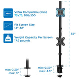 Black Monitor Mount - Vertical Dual Monitor Mount - Mount-It! - MI-1768