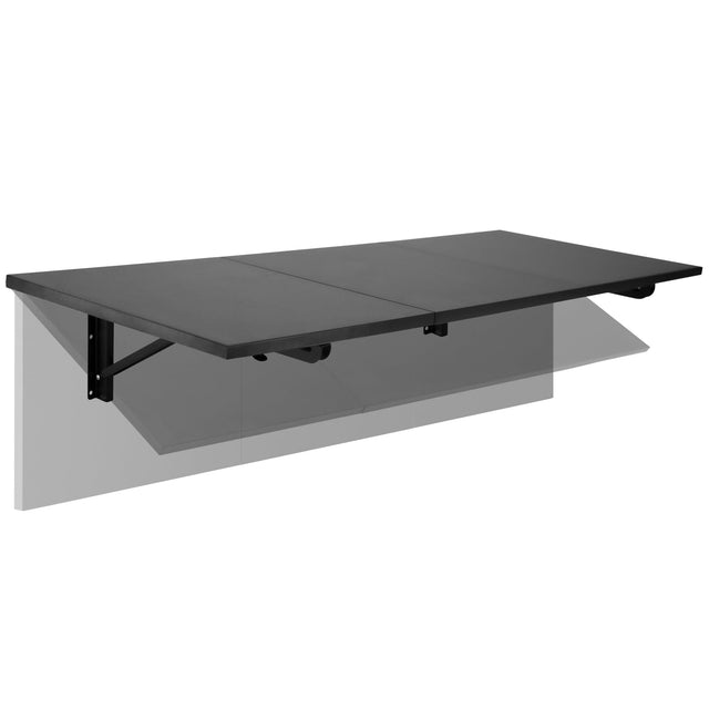 Black Wall Mounted Desk - Wall Mounted Drop Leaf Table / Workbench - Mount-It! - MI-7993