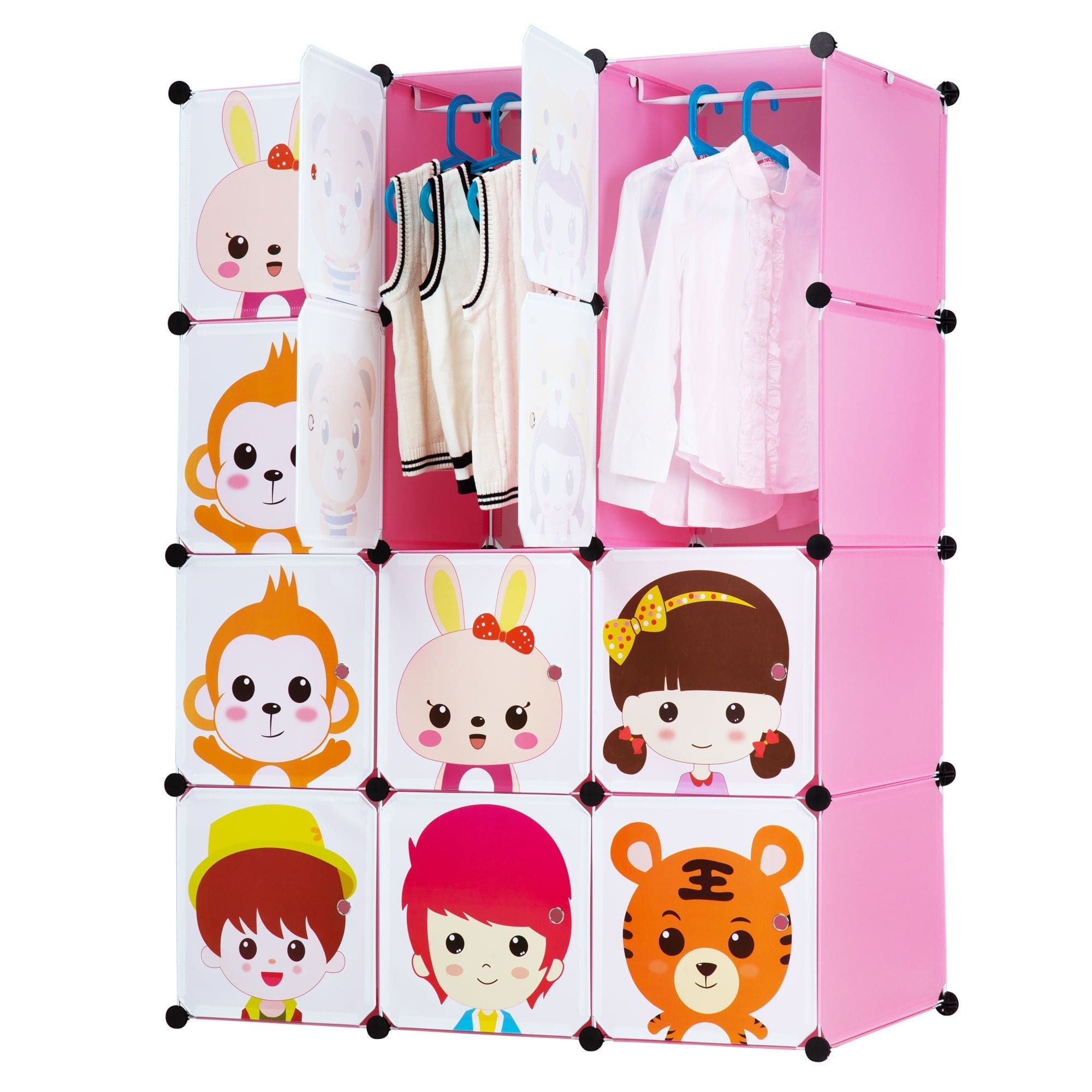 Children's Portable Clothes Closet Rack with XL Storage Cubes - Mount-It!
