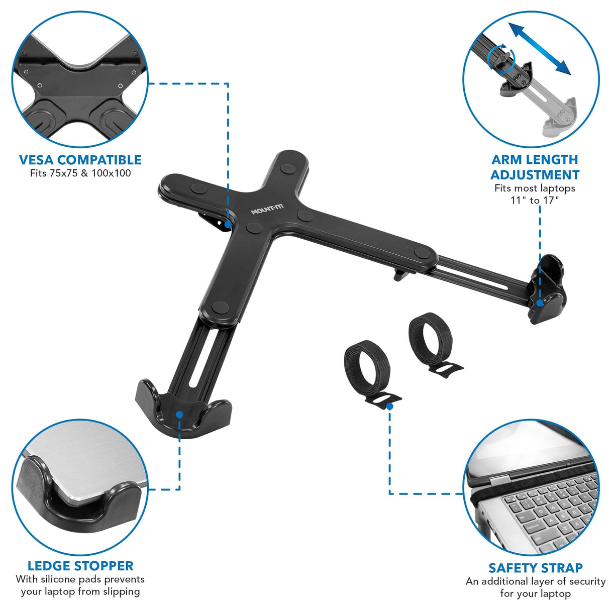 Clamp-On Laptop Tray w/ Safety Straps - Mount-It!